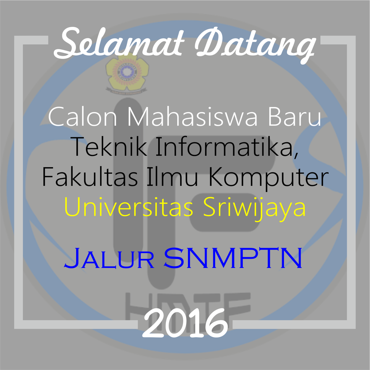 HMIFUnsri's tweet photo. Semangat pagi !

Selamat bagi kalian yang diterima jalur undangan jurusan Teknik Informatika Fasilkom Unsri 2016 https://t.co/JACSaapCdk