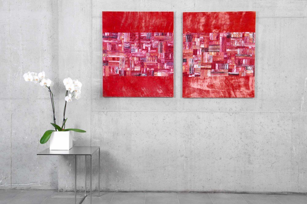 KaroGroupLLC's tweet photo. Red Venetian art on concrete - KARO HOME https://t.co/9HG5SaXTY4 #InteriorDesign #Art https://t.co/yPbtRby3VO
