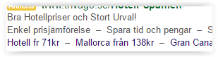 Annonstillägg med streck istället för punkter