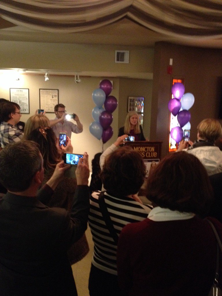 MarshallButton's tweet photo. Dawn Arnold victory speech at Moncton Press club. #movingmonctonforward https://t.co/ZoWal5jqaD