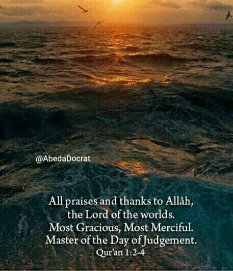 Lord of the Worlds (Surat al-Fatiha,Quran 1:2-4)
All praises &amp;thanks to ALLAH, Lord of the Worlds,Most Gracious♥☀♥A