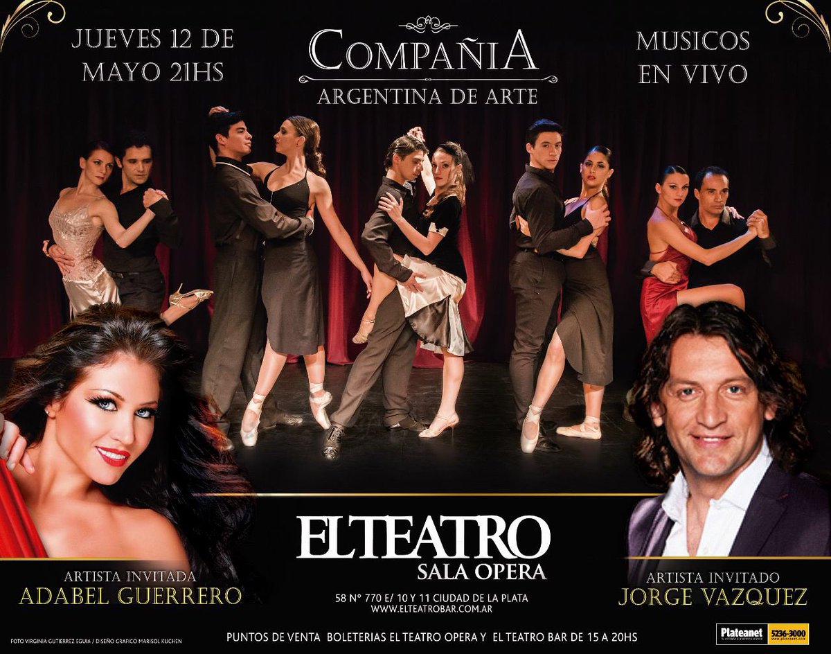 El jueves se viene un tremendo show de tango, con <a href="/adabelguerrero/">Adabel Guerrero</a> y <a href="/JorgeVElegidos/">Jorge Vazquez</a>. Ahí estaremos!💃🏽🎤🎭