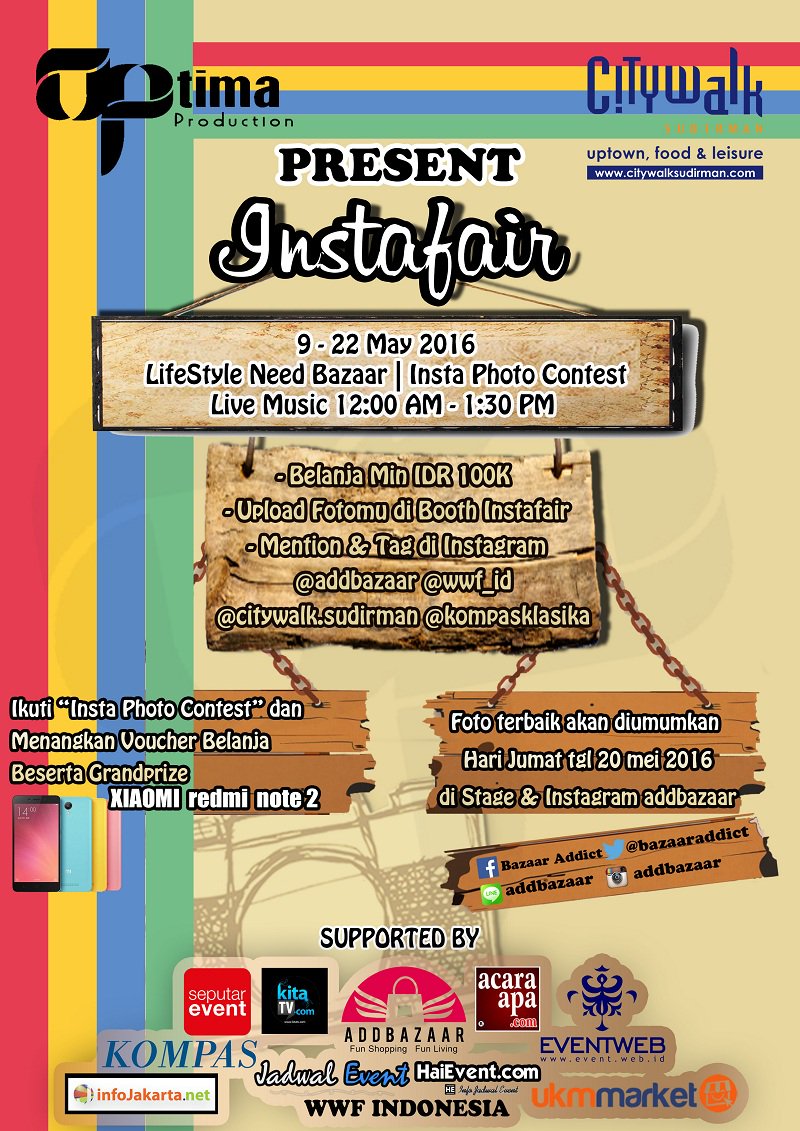 infojakarta's tweet photo. Kunjungi INSTAFAIR at CITYWALK SUDIRMAN 9-22 mei 2016, ikuti photo booth contest. Happy shopping! @bazaaraddict https://t.co/Aujm6zjEsd