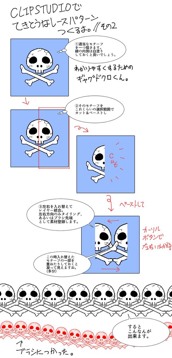 うめこ 適当なレース風シームレスパターンの作り方 その 皿 つ Clip Celsys Clip Studio