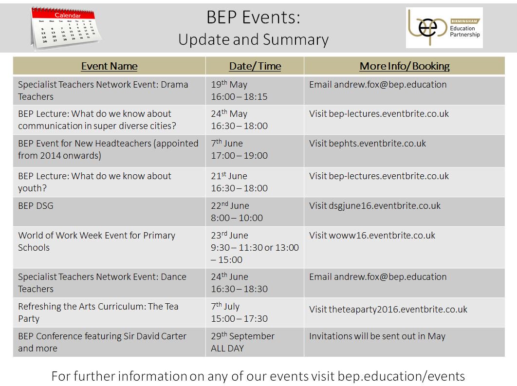 Lots of opportunities for Headteachers and school staff coming up - sign up to avoid missing out!