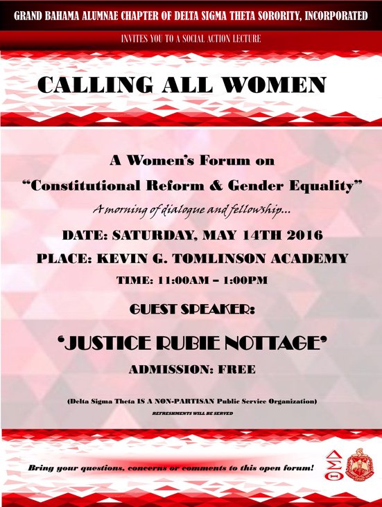 #CallingAllWomen Your #ConstitutionalReform & #GenderEquality questions answered. #DST #GBAC May 14th. #Freeport.