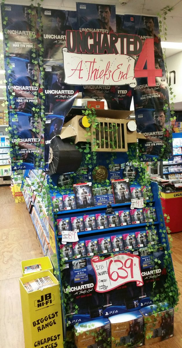 props to the JBHIFI Wellington crew for the sweet #Uncharted4 display. looks pretty good right? <a href="/PlayStationNZ/">PlayStationNZ</a> ? ;)
