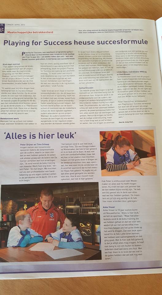 Een prachtig stuk over ons project! Bedankt Corner!