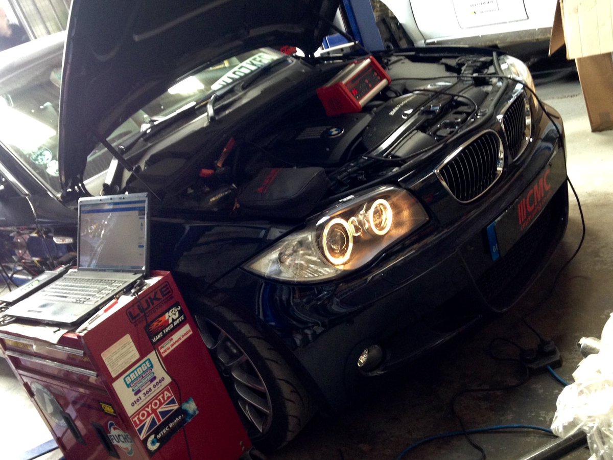 tommagnay01's tweet photo. This BMW 130i track car in for repair on the KW suspension, full corner weighting setup &amp; rake adjustment #cmctuning https://t.co/8uPc8eeCHI