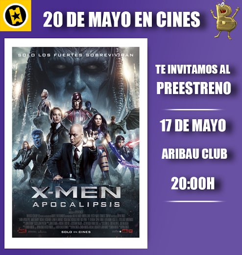 super_cartelera's tweet photo. Sorteamos 2 entradas dobles junto a @BlogosDeOro y @SensaCine para X-Men: Apocalipsis: https://t.co/3qYHKeOb6h https://t.co/RyheAgYIYf