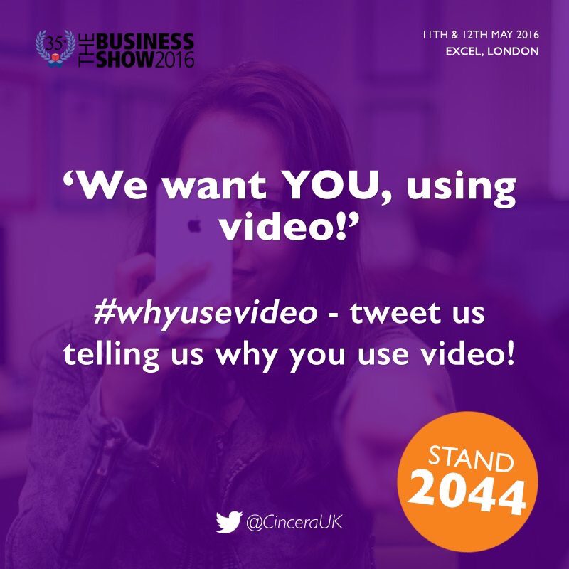 cincerauk's tweet image. We want you using video! Do you? Tweet us #whyusevideo @TheBusinessShow @LondonBizShow #TBS2016 #mystory