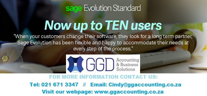 GGDacc's tweet photo. Important News: Evolution Standard is now up to 10 USERS!! Contact us for a Free DEMO! @SageGroupZA @SageERP @GGDacc https://t.co/8u8zzShxn1
