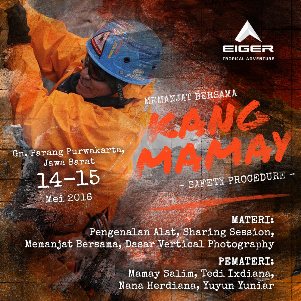 eigeradventure's tweet photo. Punya hobi panjat tebing? Yuk ikutan "Memanjat Bersama Kang Mamay" https://t.co/BOZuTnLdkX #EigerAdventure https://t.co/Y8H4QThLR0