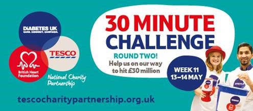 @TescoEastAnglia Just a quick message to say all best of luck with the 30 minute challenge this weekend !!