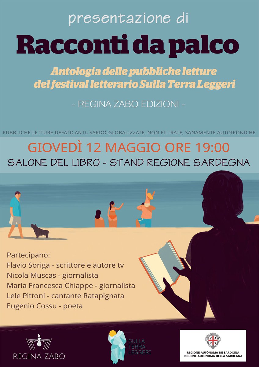 Sulla terra leggeri al #Salonedellibro, giovedì 12/5, h 19, con Racconti da palco: antologia di pubbliche letture