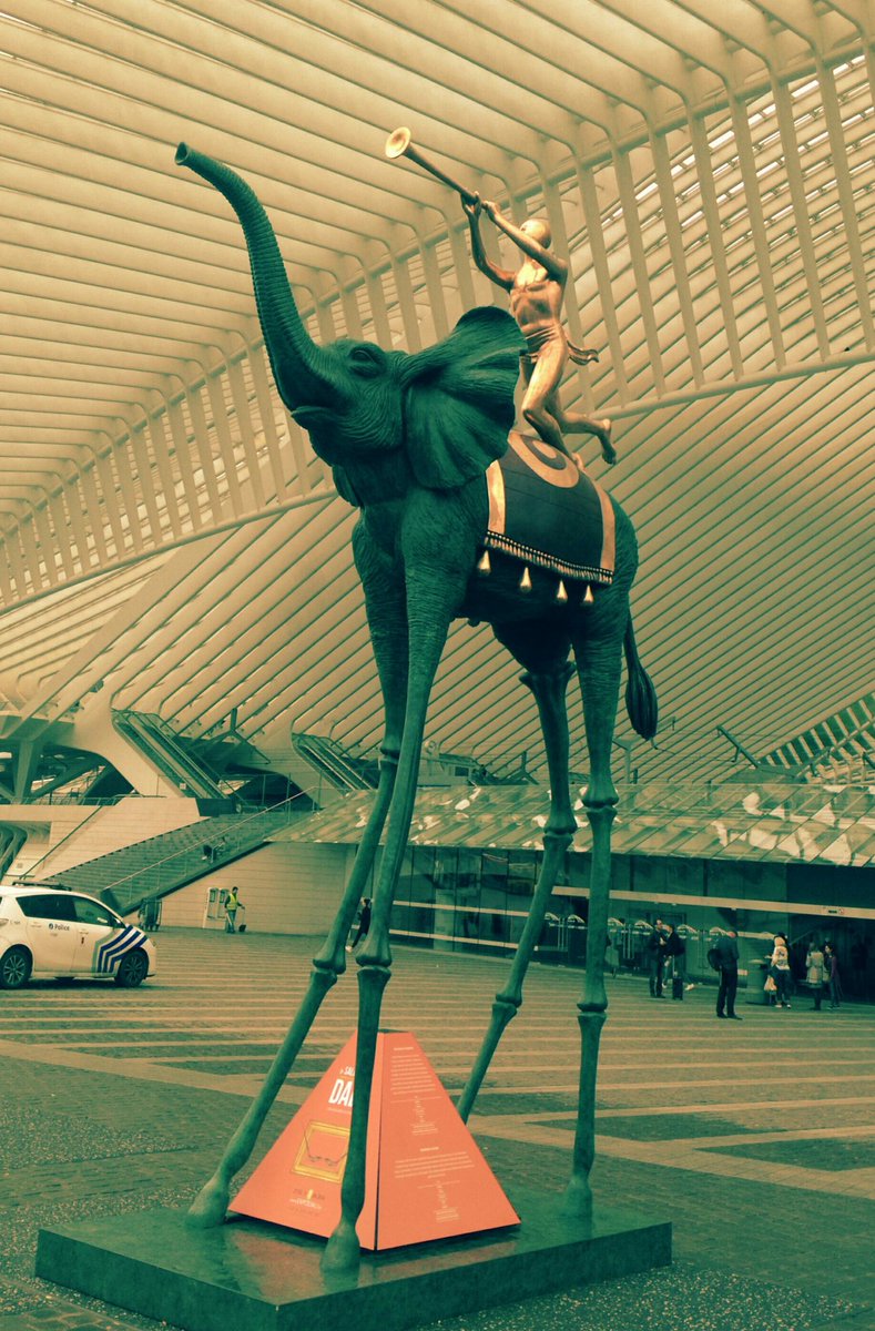 TheTrafficSnake's tweet photo. Dali's Triumphant Elephant is trumpeting success and prosperity for all #TrafficSnakeGame schools #liège #luik https://t.co/FjozJJ4Z0I