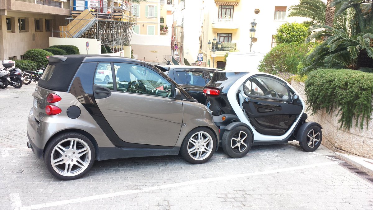 Be SMART when you only get one parking space but need two cars. In Monte Carlo, Monaco.