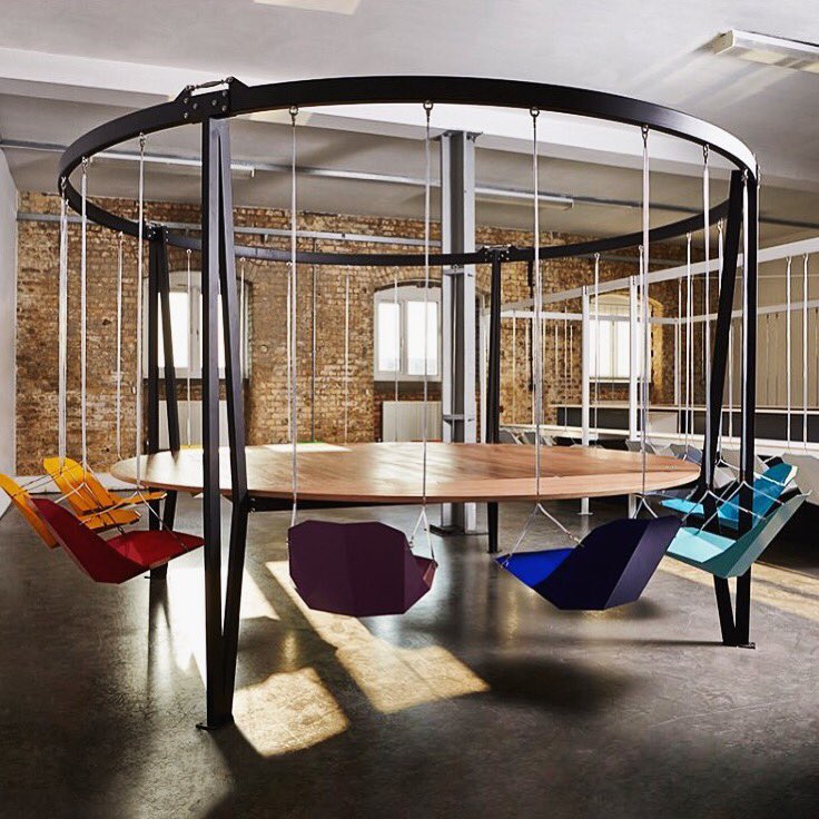 Why not? Fun conference table and chairs! #interiordesign #architecture #textiles #wood #furniture #photography