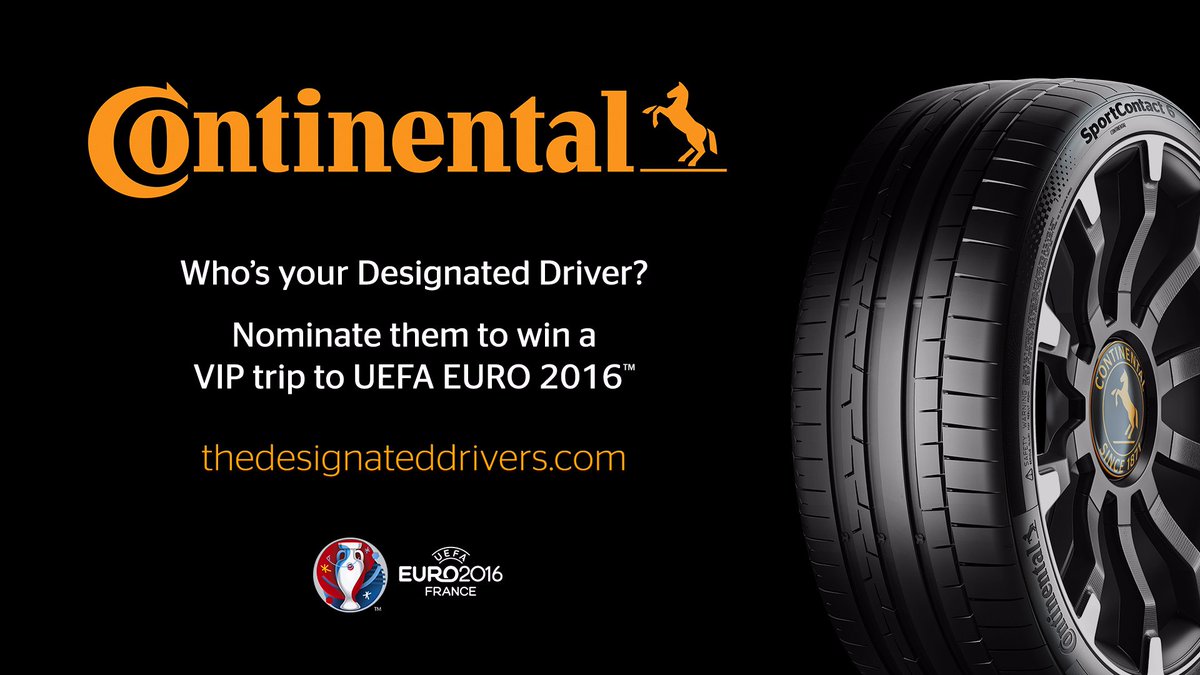 ContiUK's tweet photo. “#Win a trip to @UEFAEURO by thanking your #DesignatedDrivers! Click here now: https://t.co/CQ1lBaKpfM” https://t.co/N1xJPDSqwD