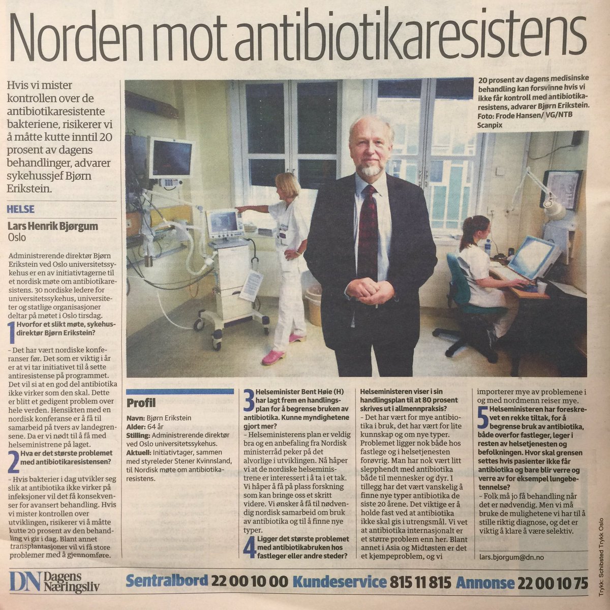 – Mister vi kontrollen, risikerer vi å måtte kutte 20% av den behandlingen vi gir i dag. #antibiotikaresistens