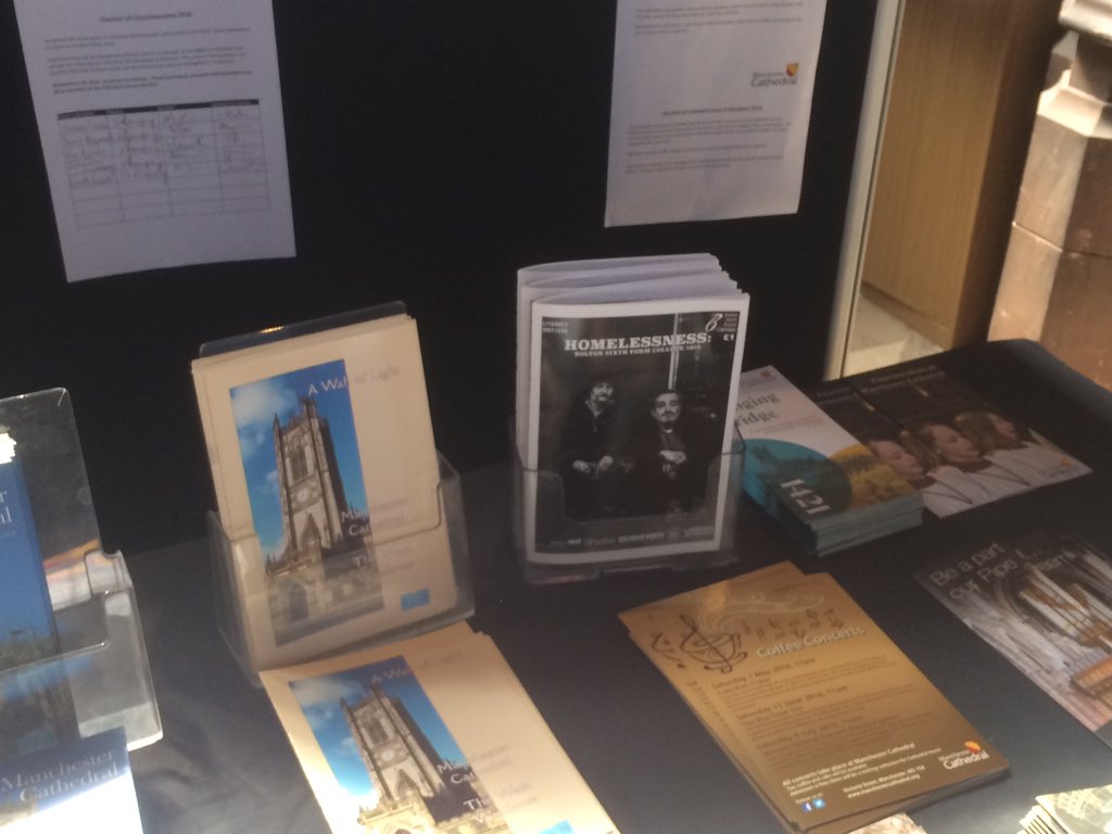 ChaplaincyBSFC1's tweet photo. The Homelessness books are on sale at Manchester Anglican Cathedral. Making widely known this problem in the world.. https://t.co/bzE2MB0jka