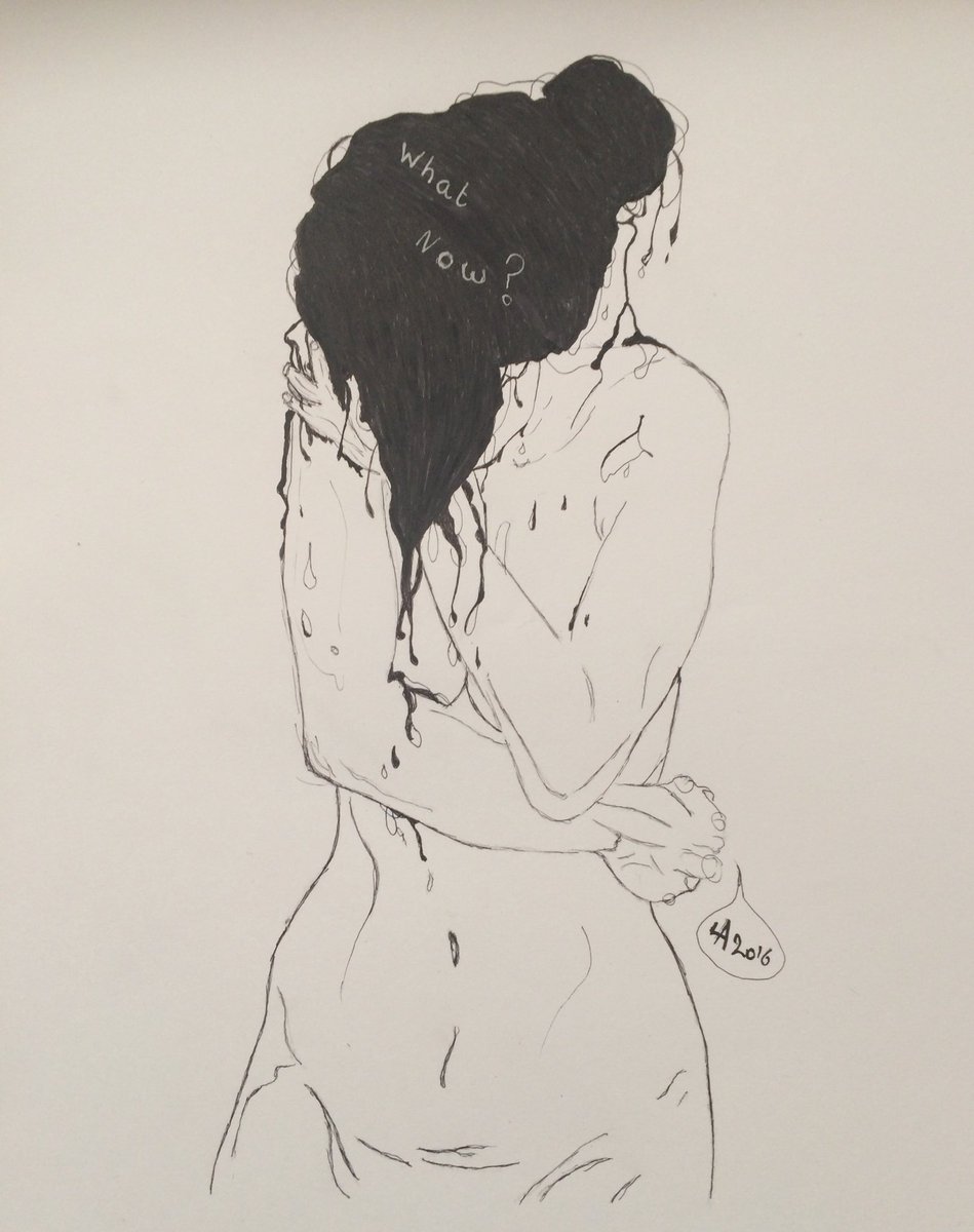 Pigment ink pen,nude woman A3