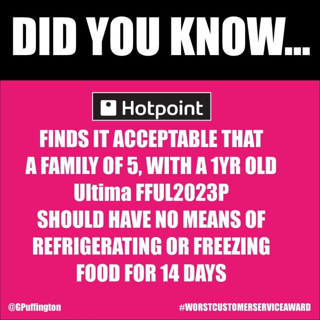 GPuffington's tweet photo. @HotpointSupport nearly 20 hours and still no comms https://t.co/WrkmcNOZzF