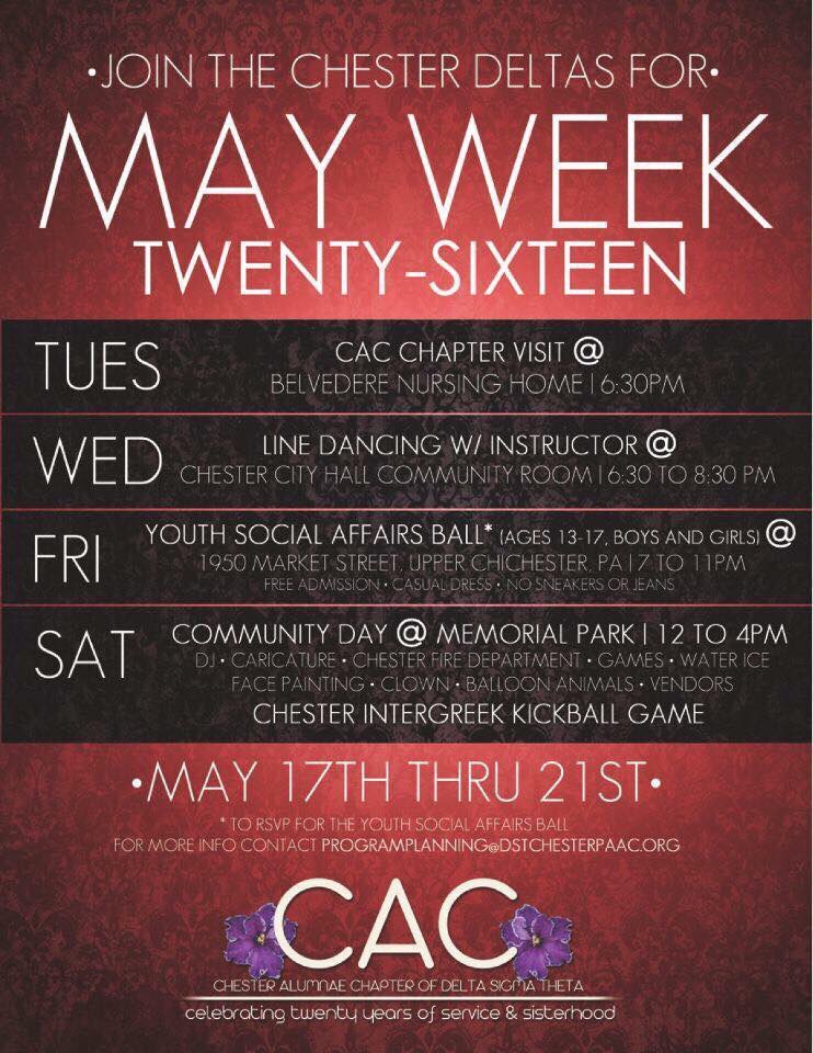 MargotSavoy's tweet image. Wow! It's almost time for #MayWeek2016 with @ChesterPADST! So many options, none cost a thing!