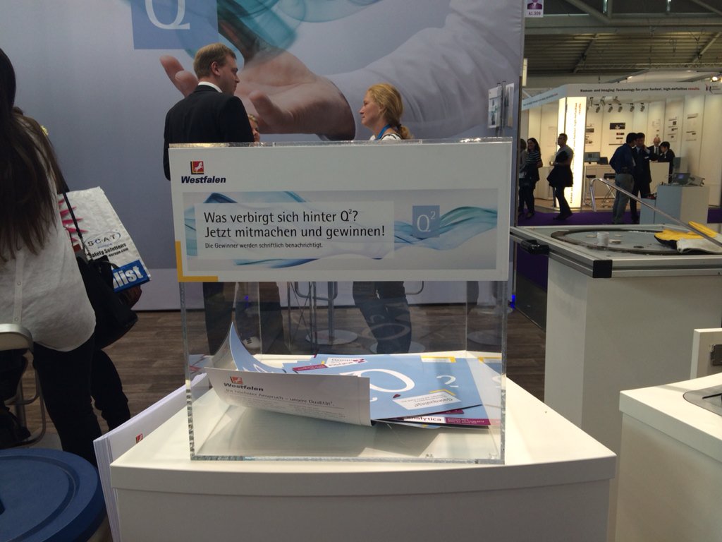 WestfalenGruppe's tweet photo. Gewinnspielfragen am Stand lösen und einen Wellness Gutschein gewinnen! #Messe #analytica #HalleA1 #Stand309 \kl https://t.co/EHRGqwREqB