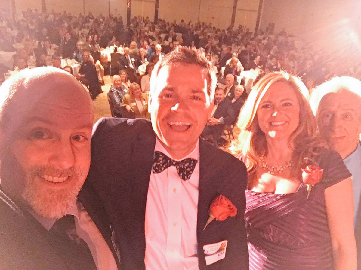 WMUR9's tweet photo. Stage Selfie! @sean_wmur & I were honored to mc the Biz in Arts Awards last night. #NHBCA photo:M. Newton https://t.co/90l2nNS5pg via Erin