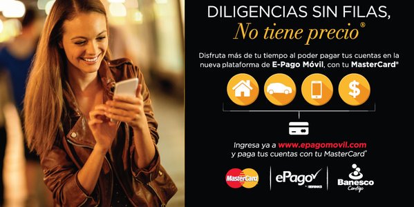Banesco_Intl's tweet photo. Con la plataforma E-Pago vive sin preocupaciones ni filas #BanescoMasterCard #BanescoPanamá https://t.co/JZ5fxk59HU https://t.co/2vUoUvj0k7