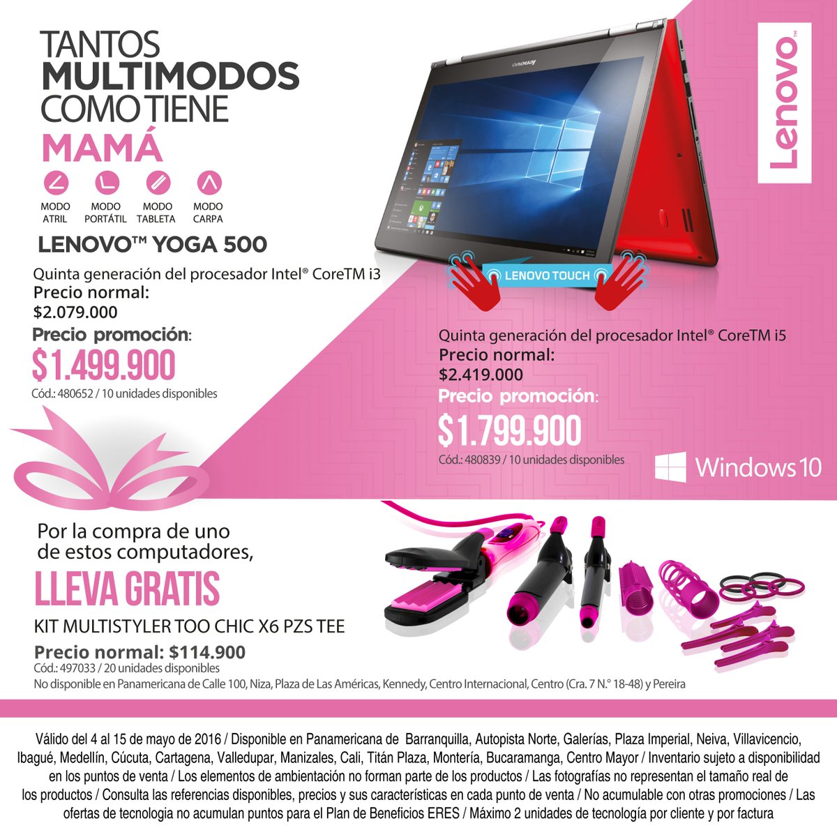 PanamericanaLib's tweet photo. Llévate un computador @LenovoColombia #Yoga500 y recibe gratis un kit #Multistyler en tu @PanamericanaLib https://t.co/fVEtqesyoR