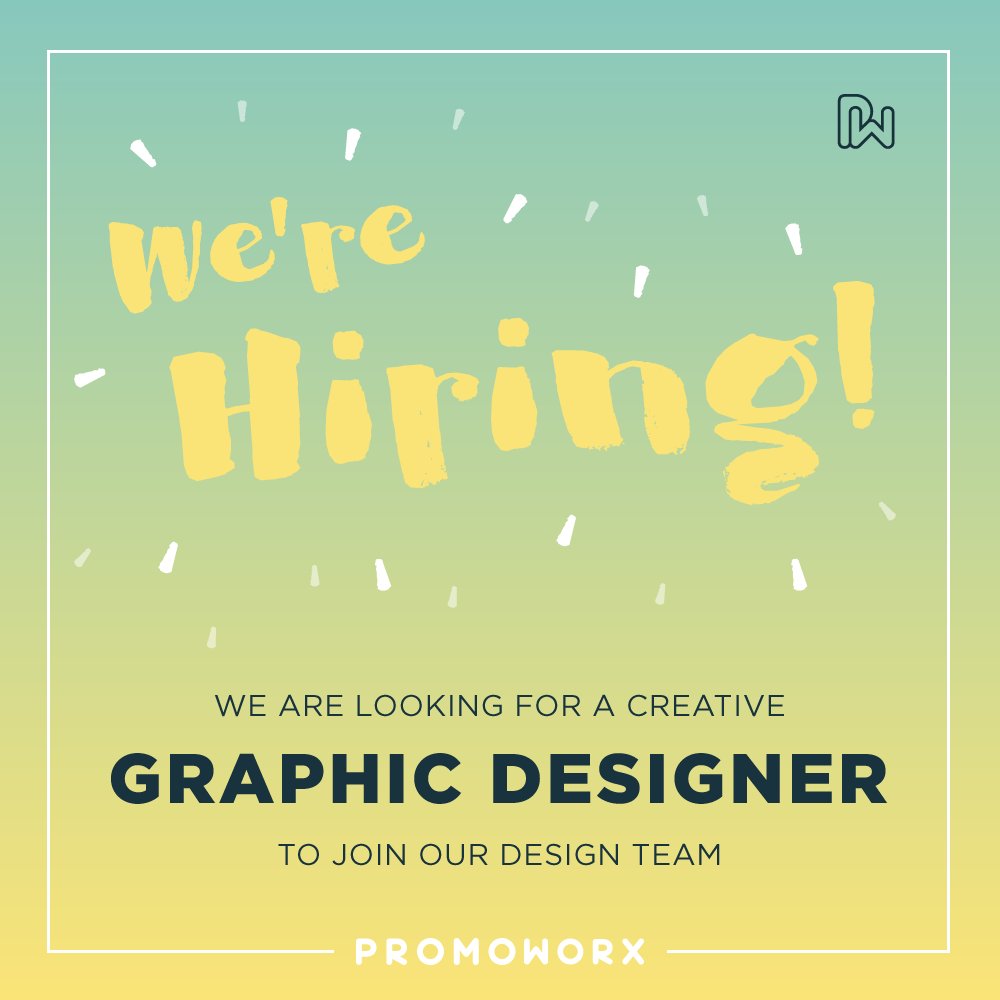 Promoworx's tweet photo. We're Hiring! Have a look at our latest vacancy https://t.co/lBmg1RzYwO #hiring #graphicdesignerneeded https://t.co/QGMxKd36Y1