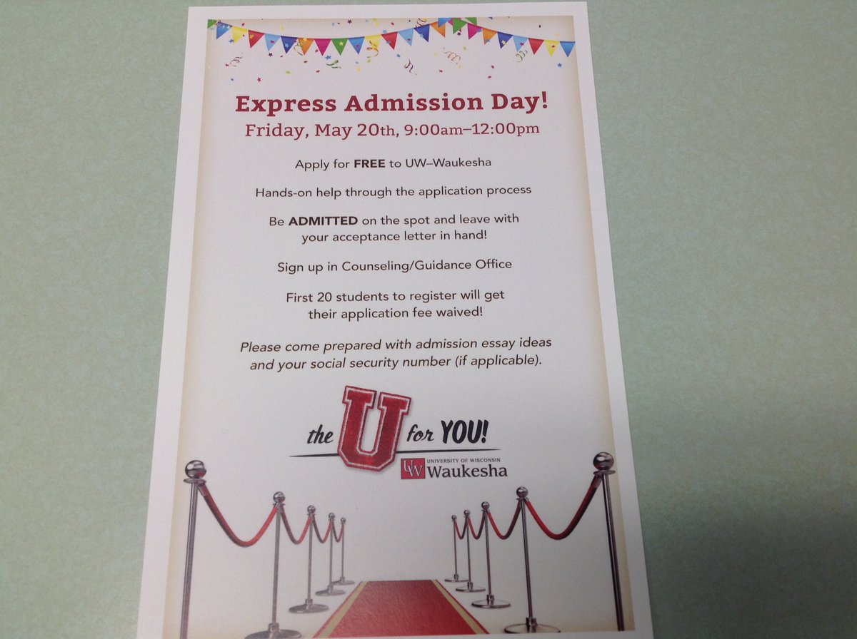Ms_VanEperen's tweet photo. Attn Seniors: if you haven't applied to college but are considering UW Waukesha, check out this AMAZING opportunity! https://t.co/deGtCb5xyb