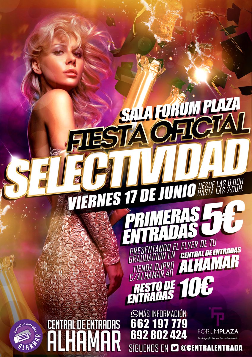 ¡Fiesta Oficial de Selectividad! Para todos los graduados, no olvides coger tu flyer #Oferton5€ | <a href="/CentralEntrada/">Central de Entradas</a>