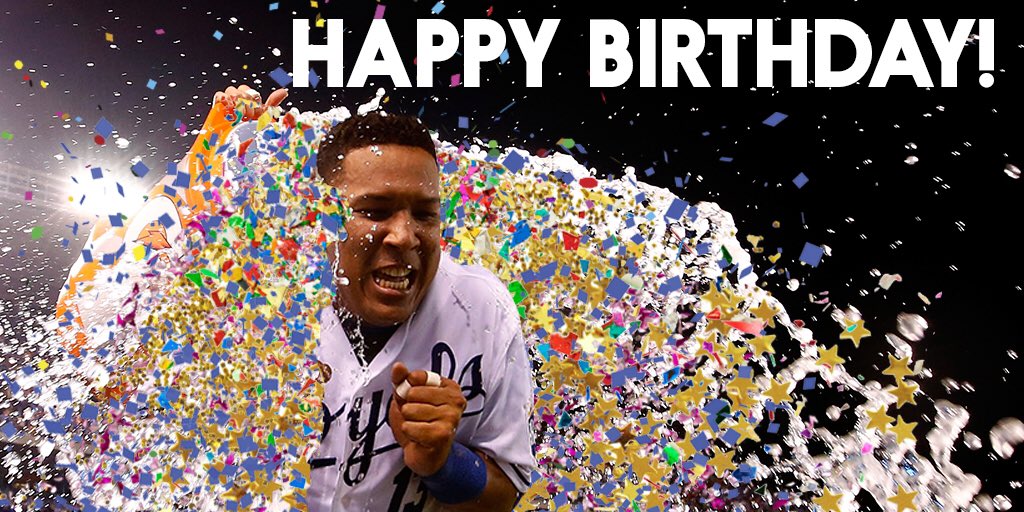 Royals's tweet photo. Happy Birthday to All-Star catcher and master splasher, @SalvadorPerez15! 🎉🎈 https://t.co/h6RC7TpPsy