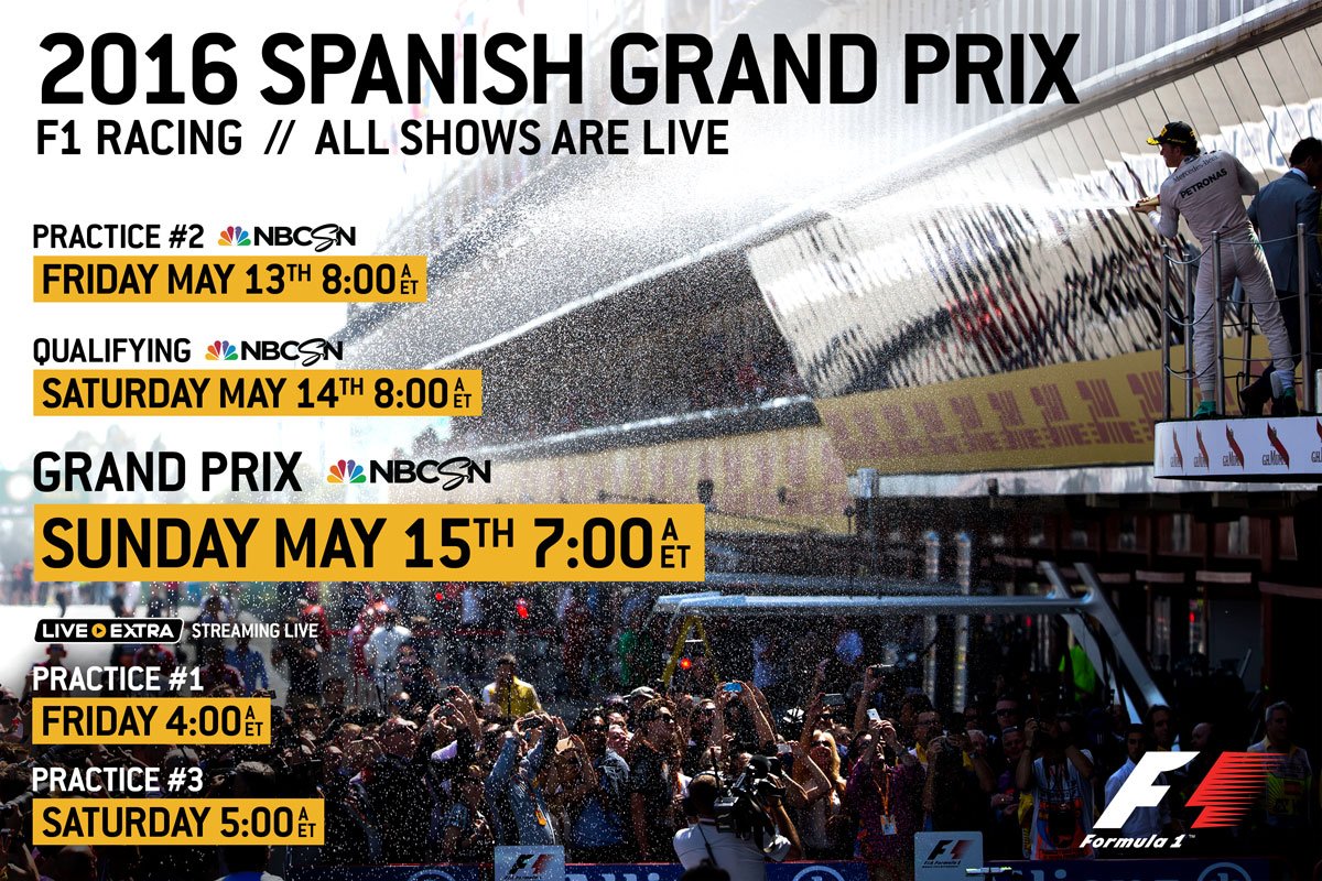 Hey everyone! Guess what? Here are your times and dates for F1 this weekend on <a href="/NBCSN/">NBCSN</a> WOOO HOOO!
