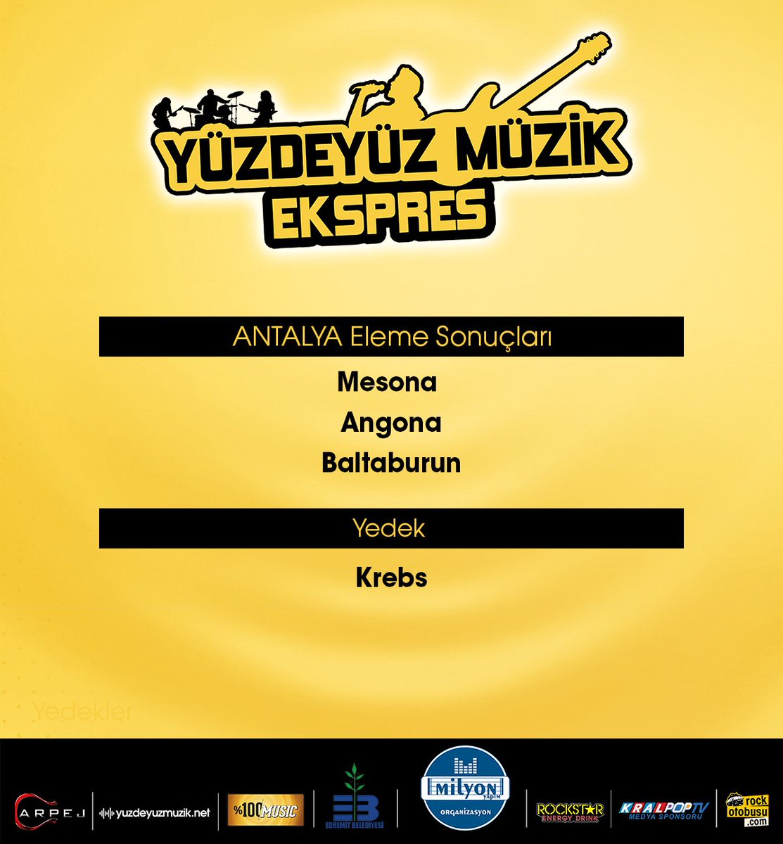 rockfestivali's tweet photo. Yüzdeyüz Müzik Ekspres elemelerine katılan tüm gruplara ve müzikseverlere teşekkür ederiz. 

Elemeleri kazananlar; https://t.co/3ibl5iYxUV