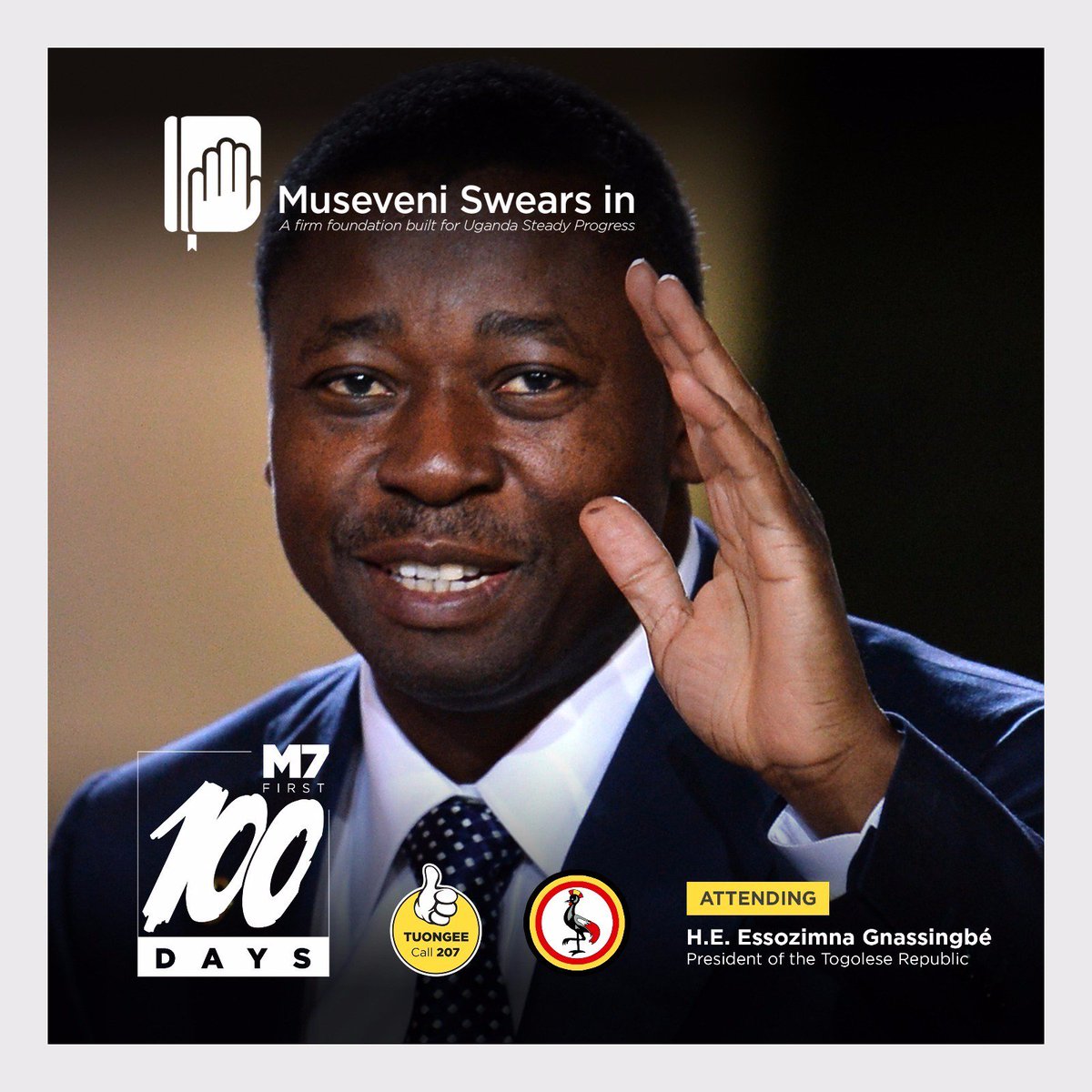 His Excellency Essozimna Gnassingbe of the Republic;ic of Togolese has confirmed attending #M7SwearsIn.
#Tuongee207