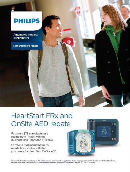 Get up to $75.00 back when you purchase an AED from <a href="/TeamSurgical/">Team Surgical</a> #Rebate #PhilipsAED  #$75.00Rebate
