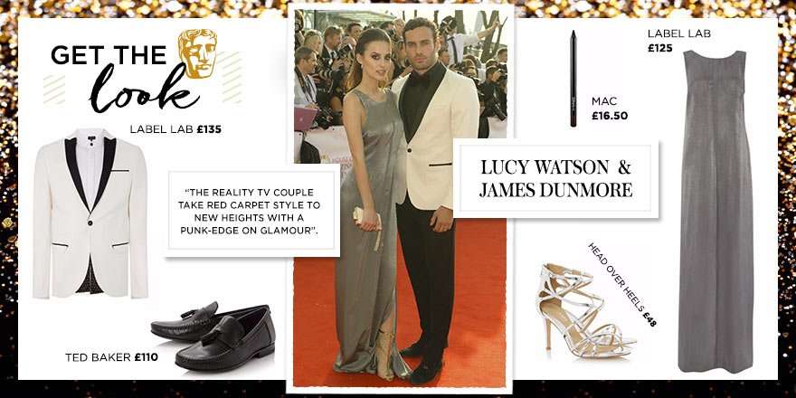 houseoffraser's tweet photo. Stylish couple goals! Shop the looks from @imLucyWatson and @dunmore_says here https://t.co/VZ0Z5pBTTc #BAFTAStyle https://t.co/XfGNgeFa2Z