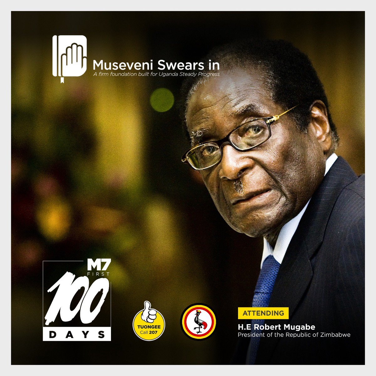 H.E Robert Mugabe shall be present at the #M7SwearsIn Ceremony this Thur, will you attend?. #Tuongee207 <a href="/NRMOnline/">NRM Party</a>