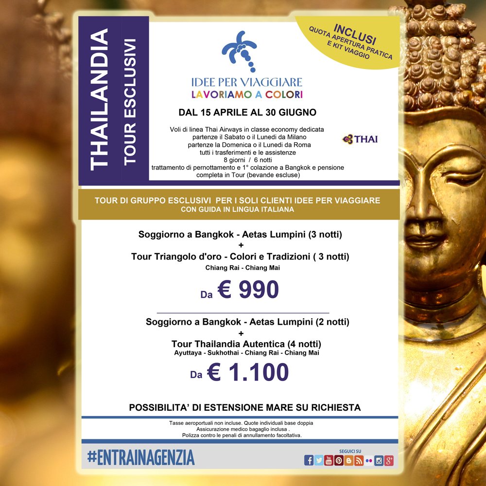 ideexviaggiare's tweet photo. Il Tour in Thailandia tutto targato #IdeeperViaggiare #TravelTested #ViaggiaSicuro https://t.co/SAJ06KrttZ