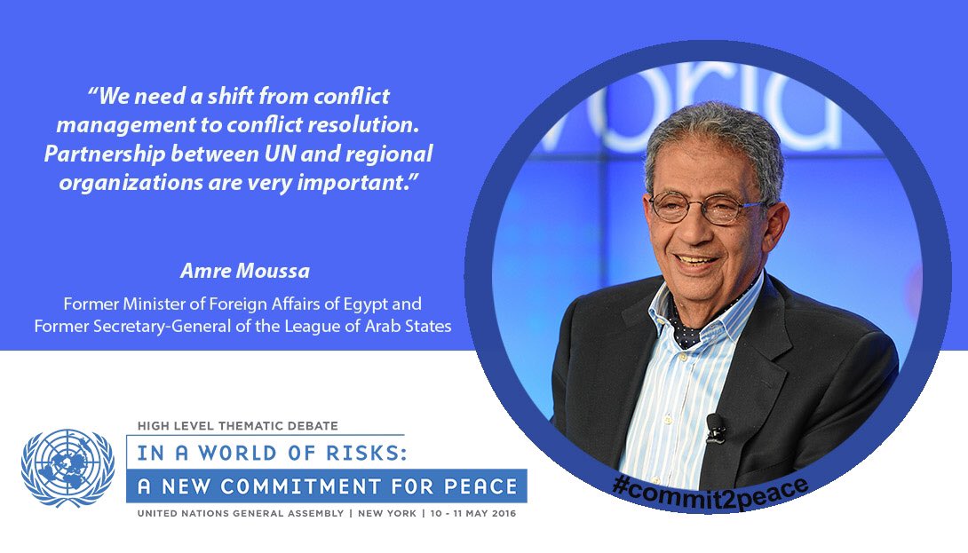 UN_PGA's tweet photo. We need a shift from conflict management to conflict resolution - @amremoussa at opening #commit2peace https://t.co/7axVirKYUm