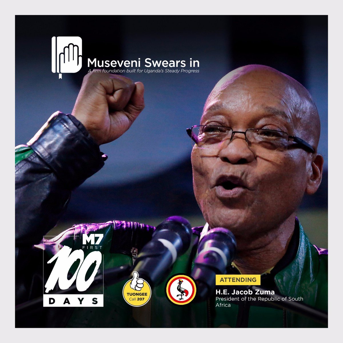 H.E Jacob Zuma -republic of South Africa shall be with us for the #M7SwearsIn ceremony. <a href="/FrankTumwebazek/">Frank K Tumwebaze,MP: Isaiah 41: 11</a> <a href="/skaheru/">Simon Kaheru</a>