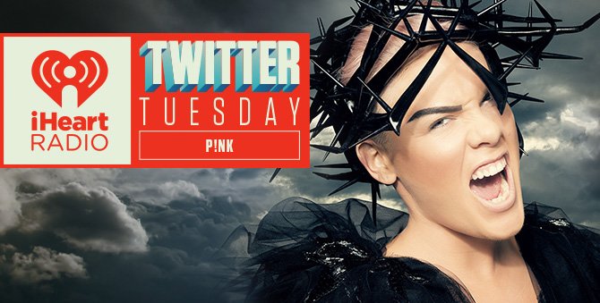 iHeartRadio's tweet photo. What are you dying to ask @Pink? She is taking over at 6:30PM ET to answer your questions! Use #iHeartPink! 😛 https://t.co/65q5OFrync