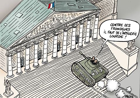 Governo Valls-Hollande vuole scavalcare voto parlamento su #LoiTravail attraverso art. costituzione 49.3. H18 cortei