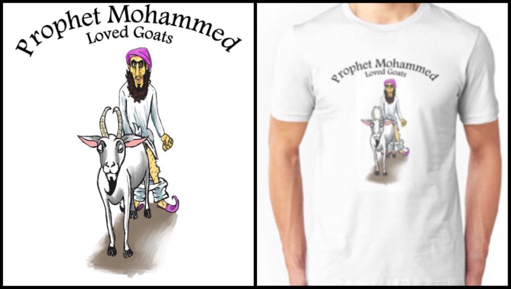 ViveCharlieMag's tweet photo. For those asking - you can buy our "Prophet Mohammed Loved Goats" t-shirts online:

https://t.co/0aL72HhrJ3 https://t.co/dSptYqddow