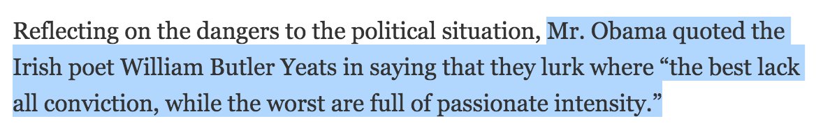 Obama quoting Yeats. No comment.