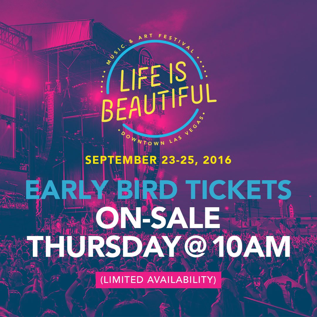 Early Bird Tix on SALE Thurs @ 10am PST. Will sell out fast! @ ur pals to give them a heads up #TicketsAreBeautiful